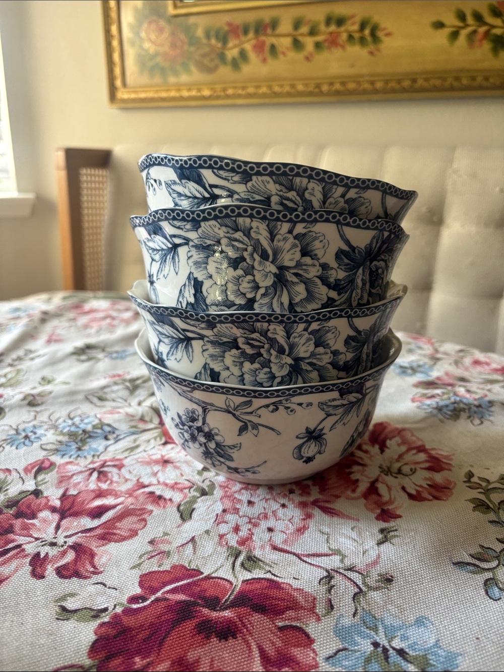222 Fifth Blue and White Floral Porcelain Nesting Bowls